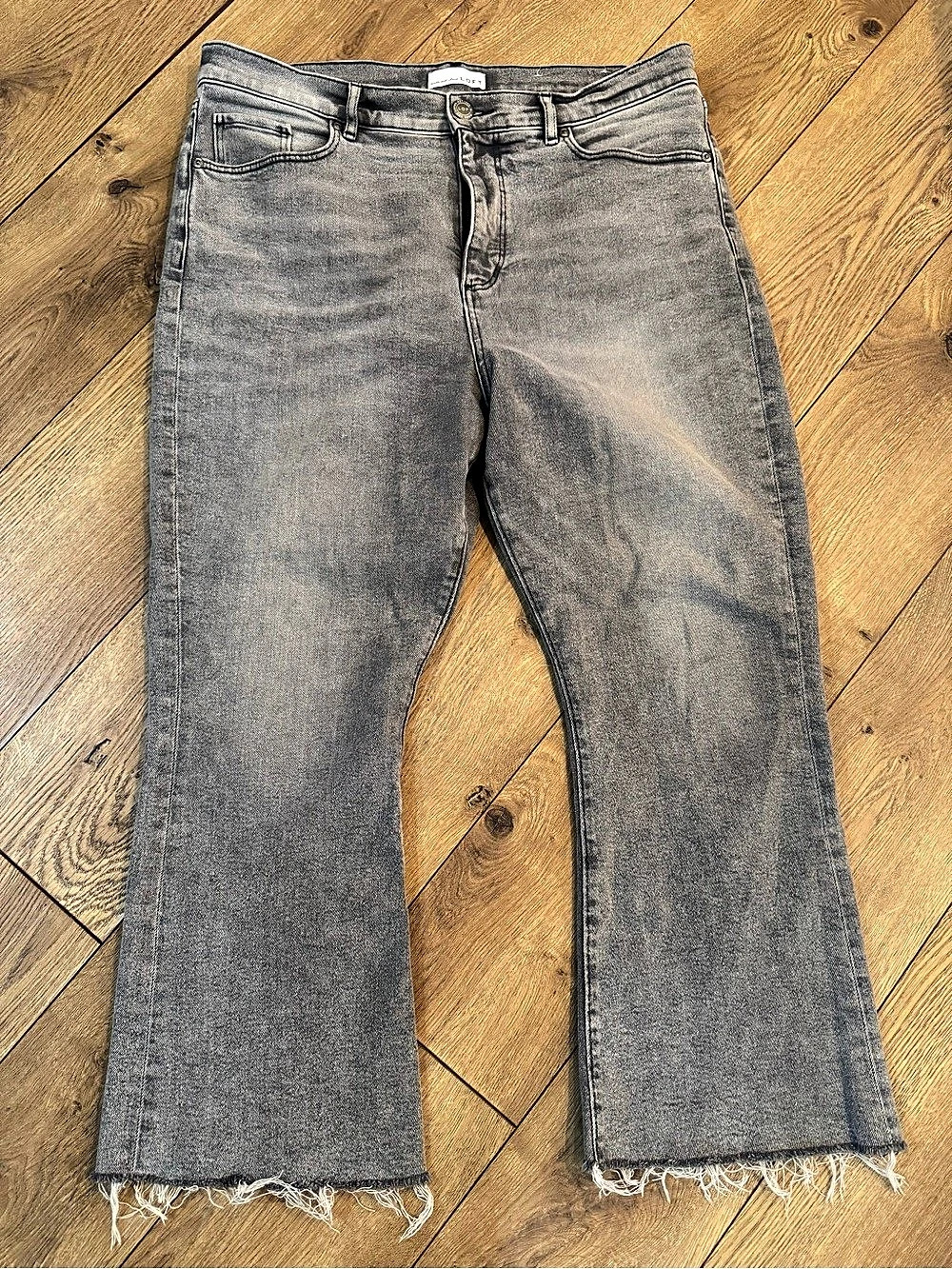 LOFT Kick Crop Flare Jeans Cropped Flare Jeans in Gray Waist Petite 32